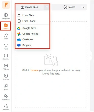Upload Your MP4 File You'd Like to Add Subtitles to FlexClip