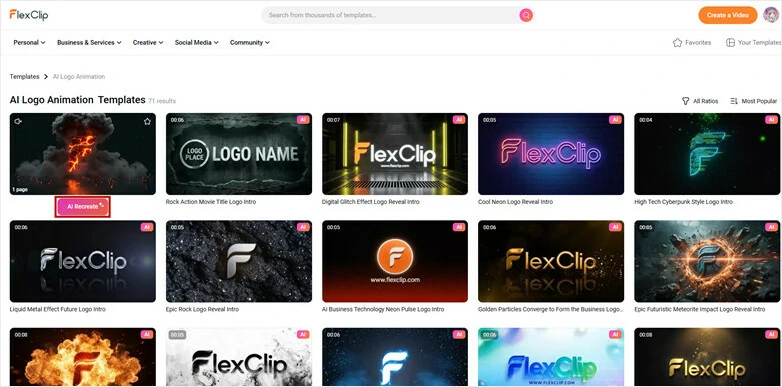 Select a logo animation template