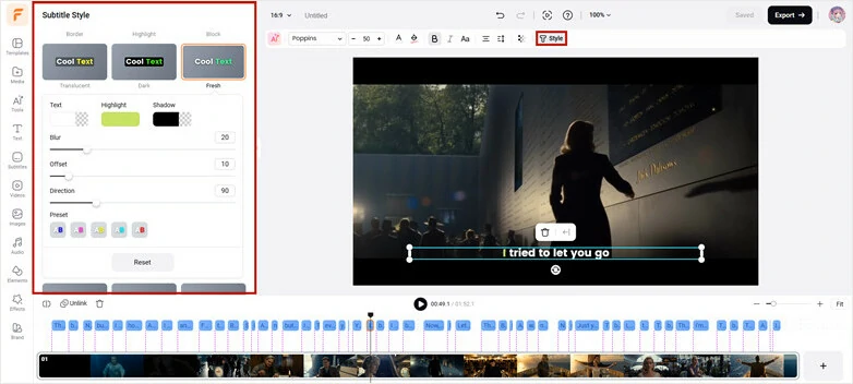 Choose a Style to Animate Subtitles