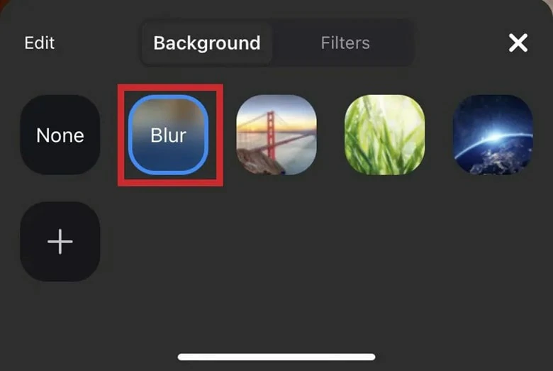 Click the Blur Option to Get Blurred Background