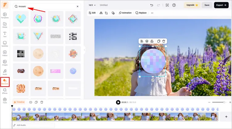 Blur out Any Moving Objects in Video Online with FlexClip - Blur Elements