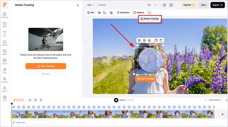 Blur out Any Moving Objects in Video Online with FlexClip - Motion Track