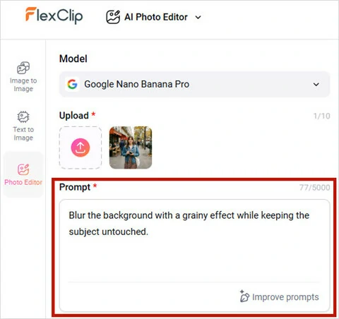 Enter a Prompt Describing the Blur Effect You Want