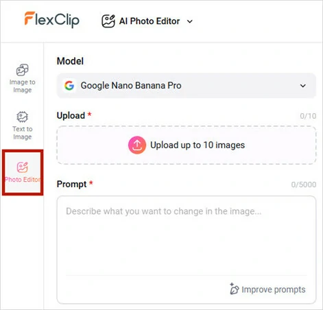 Import the Image You Want to Blur to FlexClip's AI Photo Editor