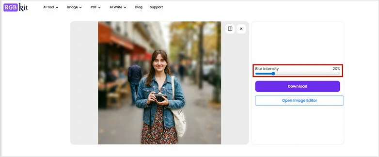 Preview the Result and Adjust the Intensity Degree to Control the Blurred Effect
