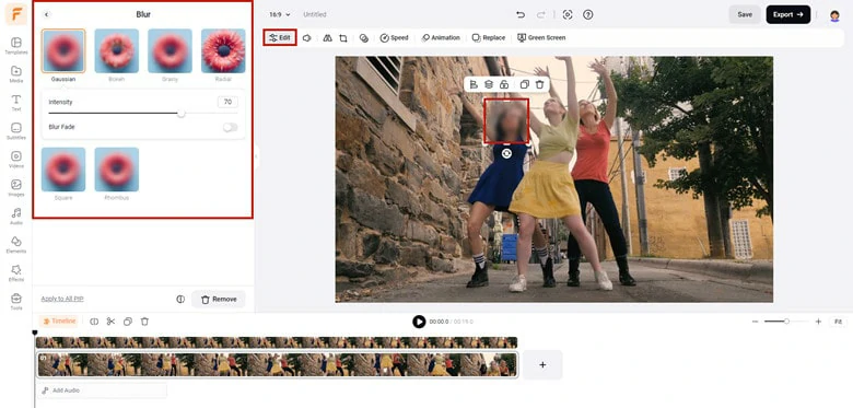 How to Blur Video Online: Blur the Video Overlay and Place it Above the Desired Area