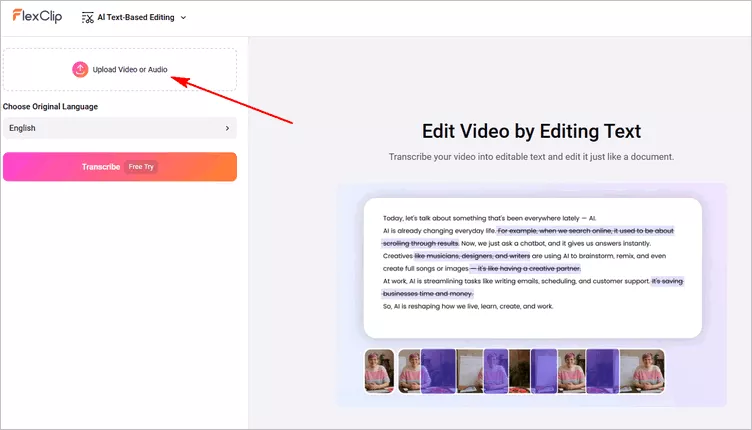 Automatically Remove Profanity and Any Custom Terms - Access FlexClip's Text-Based Editor