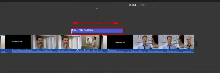 在Mac上的iMovie中拖动文本到您想要的长度