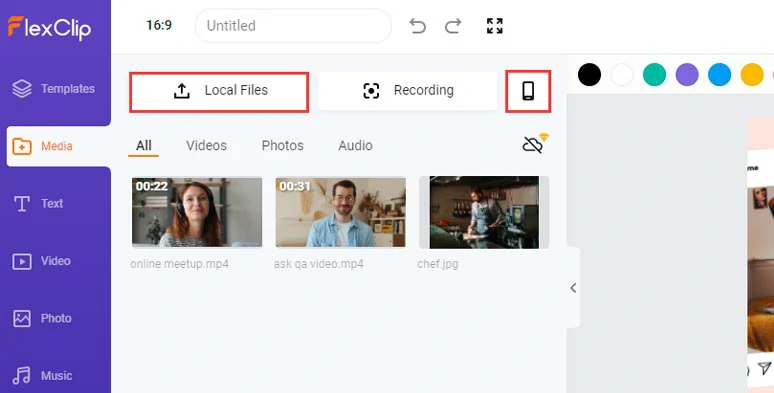 Upload footage and images to FlexClip