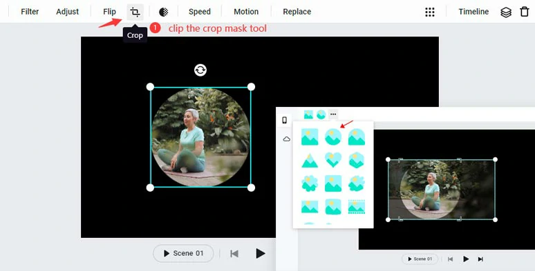 Use the crop mask to crop a video into a circle