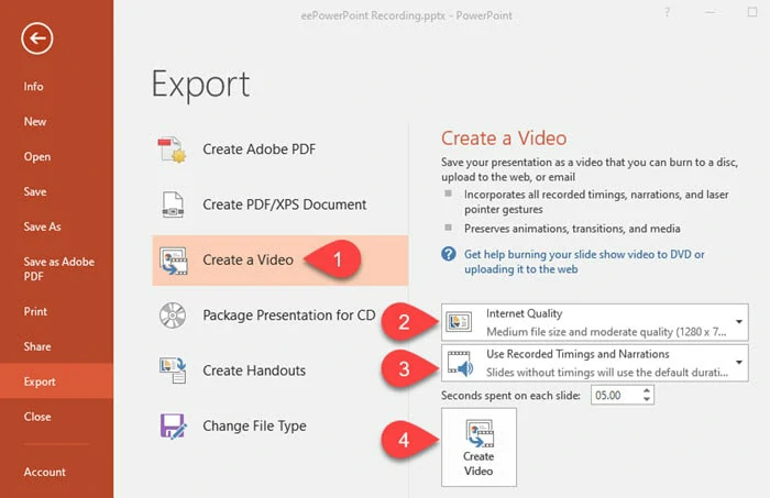 Save the PowerPoint Presentation as Video