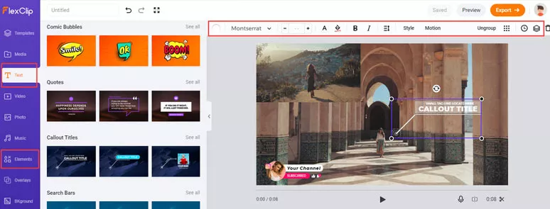 Add animated texts and dynamic elements to the video