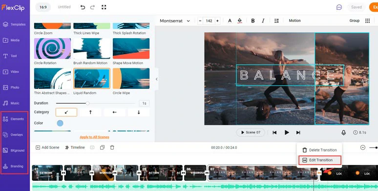 Add video transitions, add logo icons, and make more edits