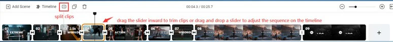 Trim, split clips and adjust the sequence for the rough cut on the timeline
