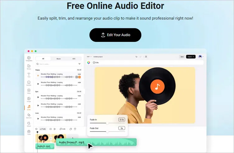 How to Edit Audio Recording on FlexClip - Upload