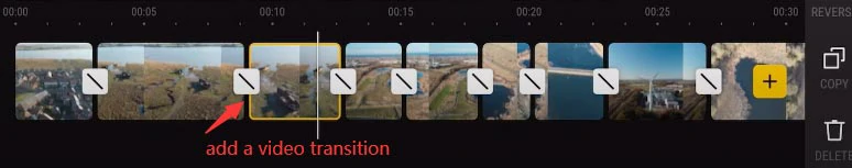 Add a video transition to drone footage by the DJI Fly app