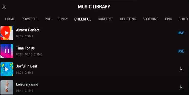 Add free music to drone footage from the DJI Fly app’s music library