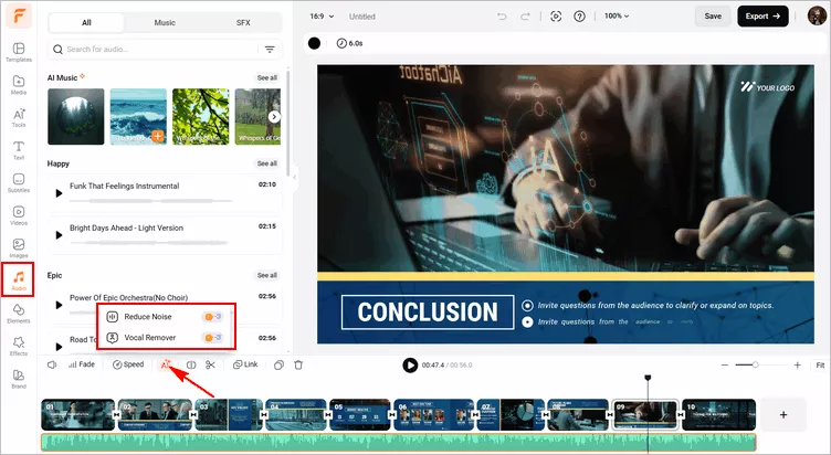 Edit Google Meet Recording - Edit Audio