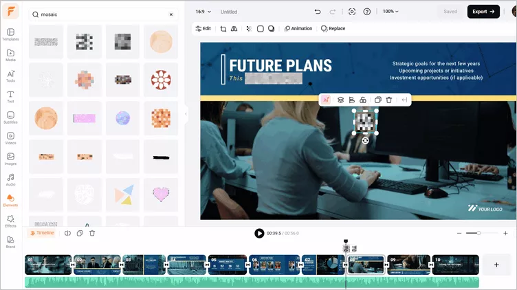 Edit Google Meet Recording - Add Mosaic