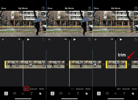 Split and trim clips on iPhone using iMovie