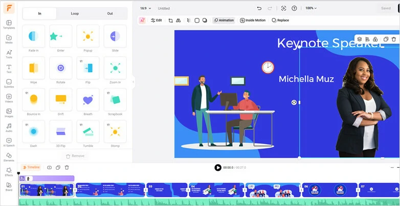Properly position the image of keynote speaker and animate it