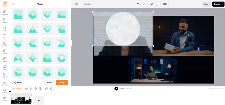 Adjust the mosaic’s size and position to hide the speaker’s identity