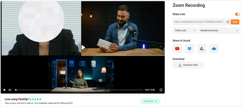 Share polished Zoom Recordings in multiple ways