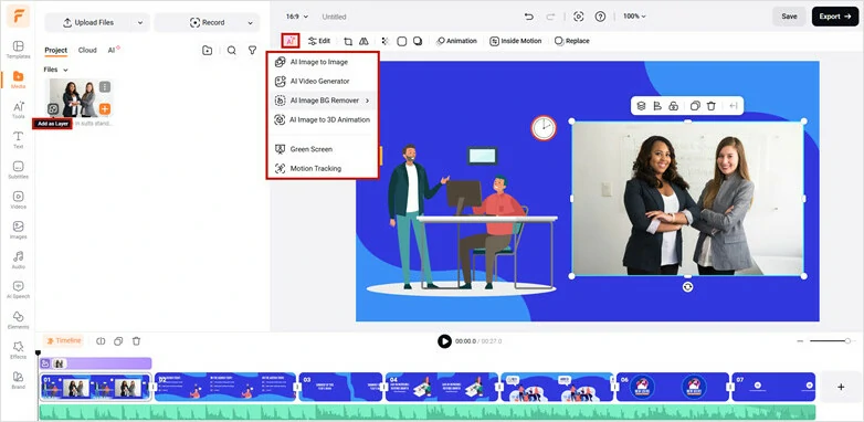 Overlay the photo on the video background