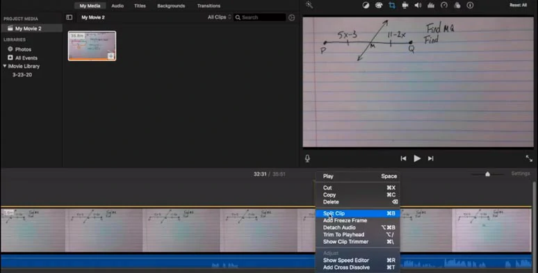 Split a Zoom recording into two and trim it in iMovie on Mac