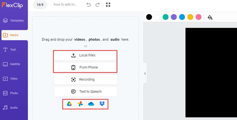 Easily upload your Zoom recordings and other video assets to FlexClip for edits