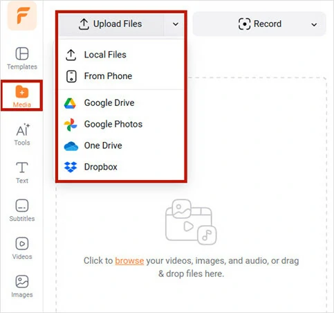 Easily upload your Zoom recordings and other video assets to FlexClip for edits