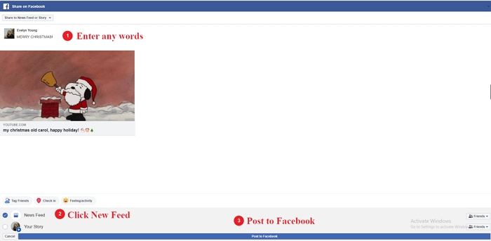 Embed YouTube video in Facebook on Desktop - Step 3