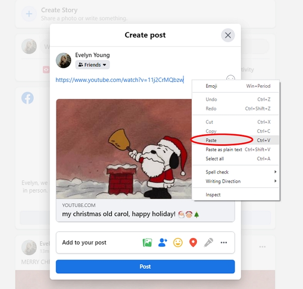 Embed YouTube video in Facebook on Desktop - Step 2-3