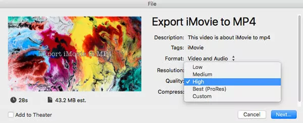 Export iMovie to MP4 within iMovie - Step 3