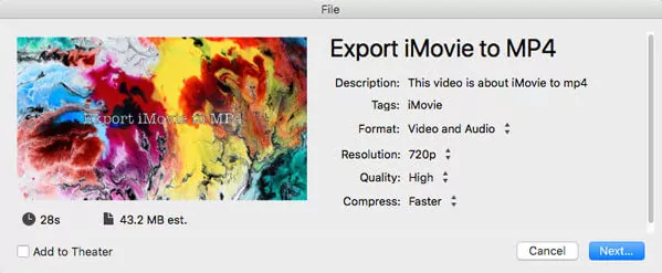 Export iMovie to MP4 within iMovie - Step 2