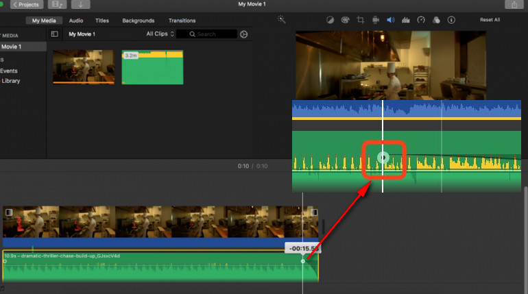 Apply Audio Fade Effect in iMovie