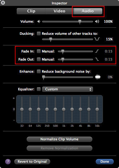 Use the Audio Inspector to Apply Audio Fade Effect