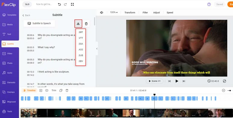 Download the transcript of a YouTube video in SRT and 5 other subtitle formats for repurposings