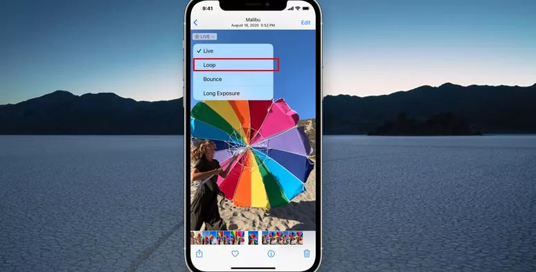 Add a looping effect to a live photo on iPhone