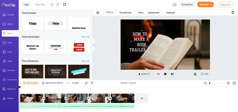 Tableau d'images : Créateur de bandes-annonces de livres en ligne - FlexClip