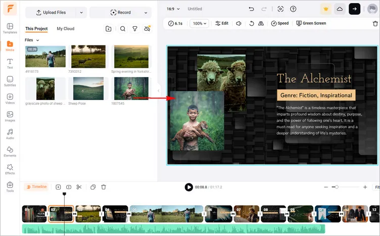 Make a Book Trailer with FlexClip - Personalize the Template