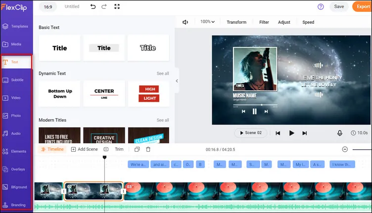 Criador de Vídeo Lyric Online  Faça um Vídeo Lyric com Texto