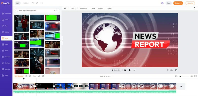 News Report Video Backgrounds in FlexClip