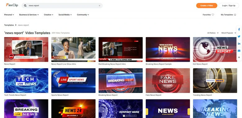 News Report Video Templates in FlexClip