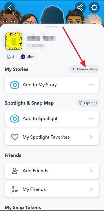 How to Make a Private Story on Snapchat - Step 2