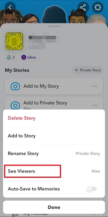 How to add persons to a private story on Snapchat - Step 3