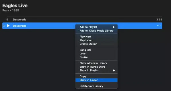 Open the Audio in Finder