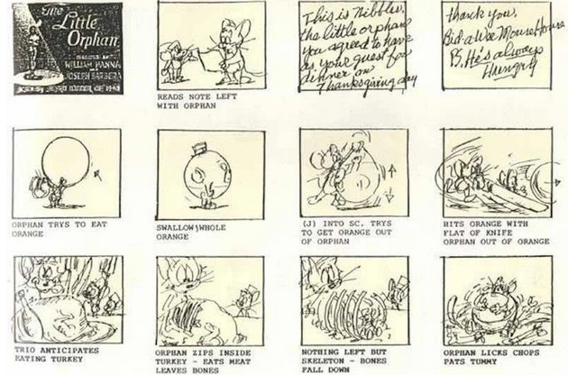 Storyboard from Tom and Jerry