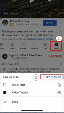 Tap the “save button” and create a new playlist