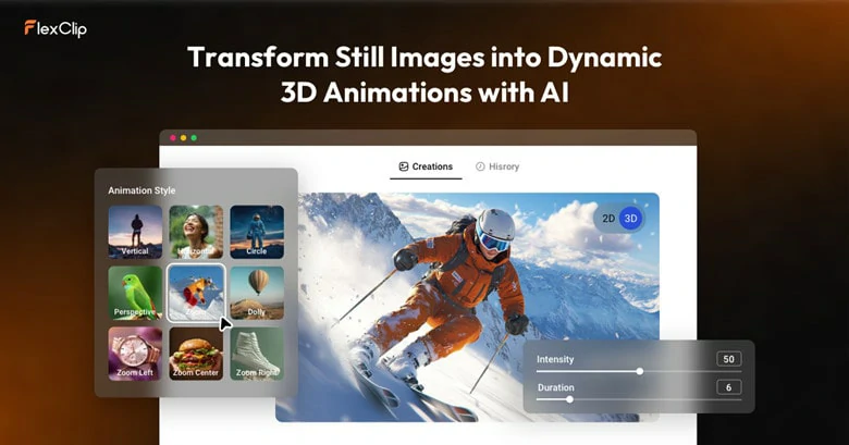 Make an Image Shake with FlexClip's 2D to 3D Animation Converter